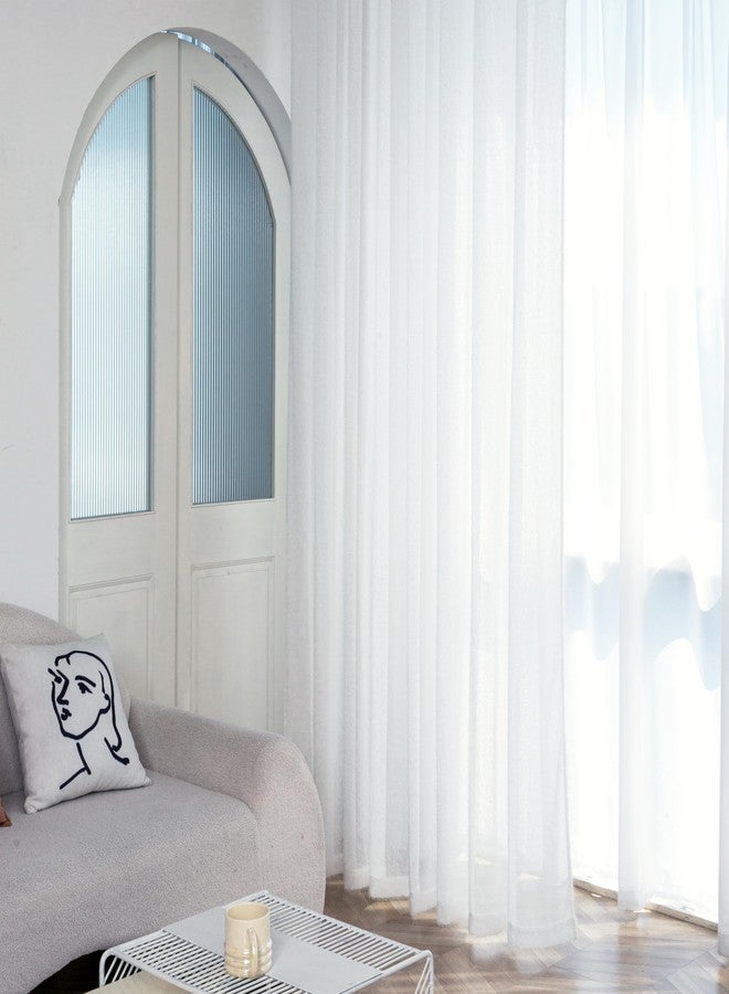 INLINAS Fluffy Sheer Curtains for Bedroom, Grommet Privacy Vertical Window Curtains & Drapes with Light Through for Living Room, 2 Panels, White, 52 x 63 Inch - Image 5